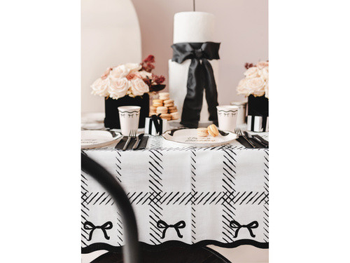 Kubeczki papierowe z kokardkami kremowo-czarne 220ml 6szt KPP93-EU1 PartyDeco
